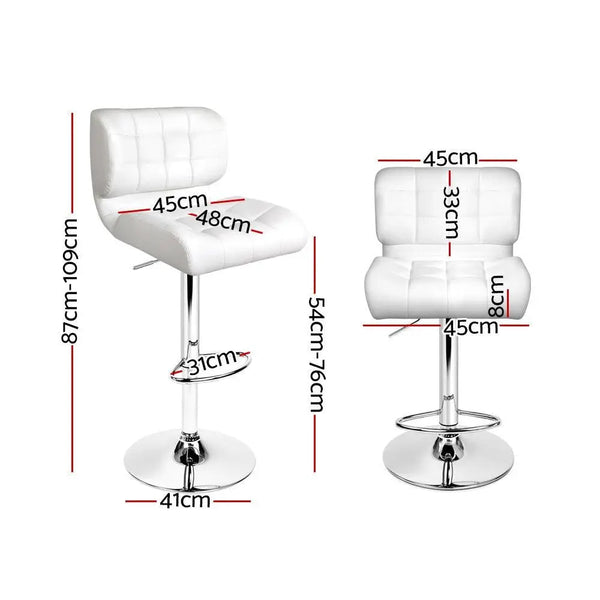 Artiss Set of 4 PU Leather Gas Lift Bar Stools - White and Chrome Deals499