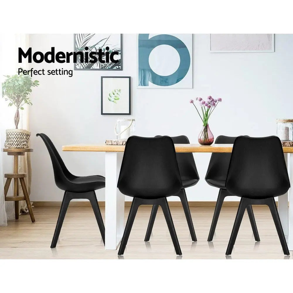 Artiss Set of 4 Retro Padded Dining Chair - Black Deals499