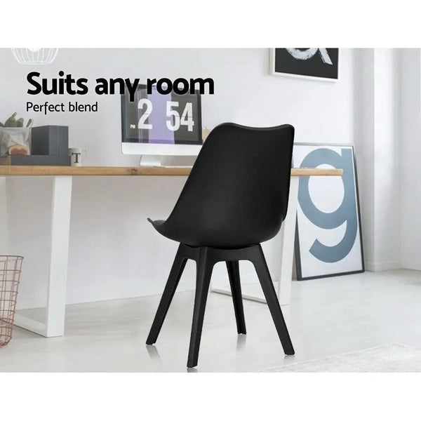 Artiss Set of 4 Retro Padded Dining Chair - Black Deals499