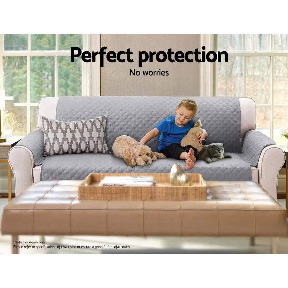 Artiss Sofa Cover Quilted Couch Covers Lounge Protector Slipcovers 3 Seater Grey Deals499
