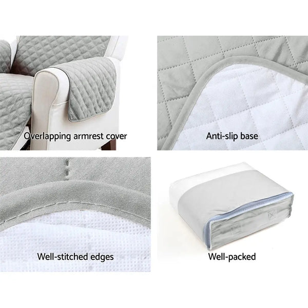 Artiss Sofa Cover Quilted Couch Covers Lounge Protector Slipcovers 3 Seater Grey Deals499