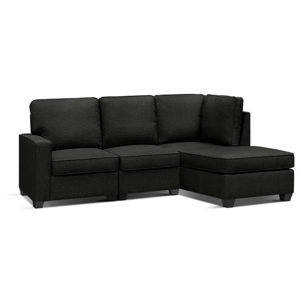 Artiss Sofa Lounge Set 4 Seater Modular Chaise Chair Couch Fabric Dark Grey Deals499