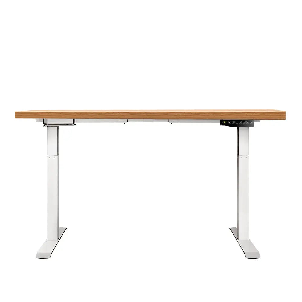 Artiss Standing Desk Adjustable Height Desk Dual Motor Electric White Frame Oak Desk Top 140cm Deals499