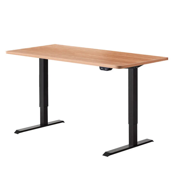Artiss Standing Desk Adjustable Height Desk Electric Motorised Black Frame Oak Desk Top 140cm Deals499