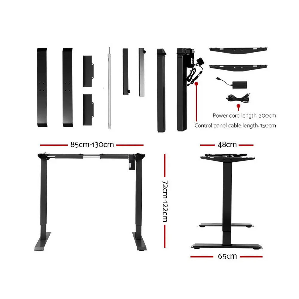 Artiss Standing Desk Adjustable Height Desk Electric Motorised Black Frame Oak Desk Top 140cm Deals499