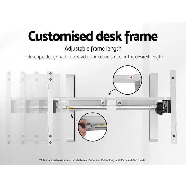 Artiss Standing Desk Adjustable Height Desk Electric Motorised White Frame Oak Desk Top 140cm Deals499