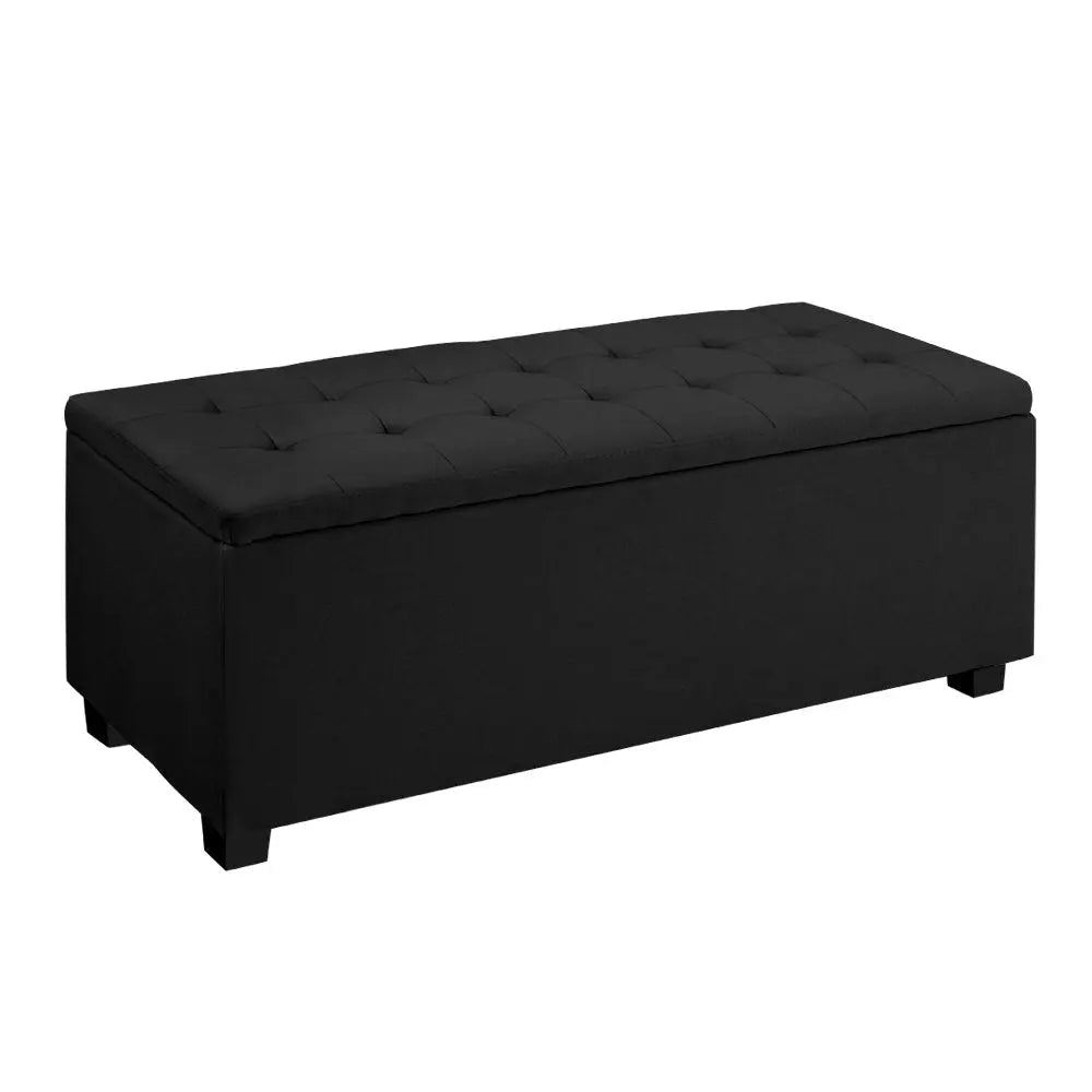 Artiss Storage Ottoman Blanket Box Black Fabric Footstool Chest Couch Seat Toy Deals499