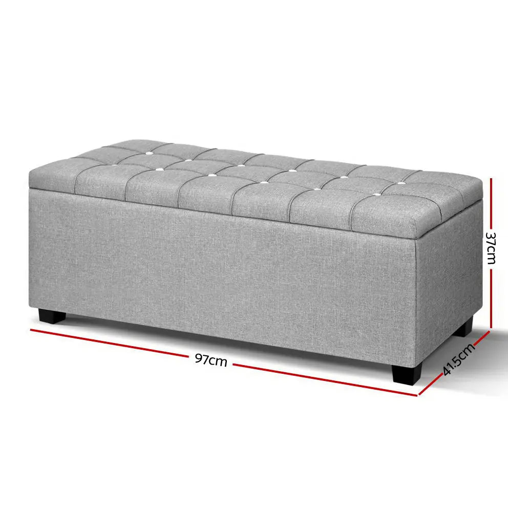 Artiss Storage Ottoman Footstool Blanket Box Foot Stool Bench Toy Seat Grey Deals499