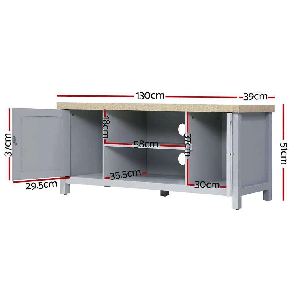 Artiss TV Cabinet Entertainment Unit Stand French Provincial Storage Shelf Wooden 130cm Grey Deals499