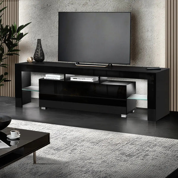 Artiss TV Cabinet Entertainment Unit Stand RGB LED Gloss Furniture 160cm Black Deals499