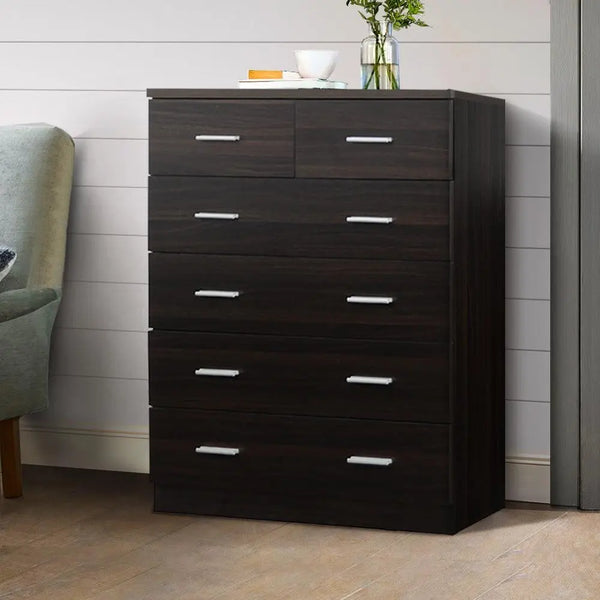 Artiss Tallboy 6 Drawers Storage Cabinet - Walnut Deals499