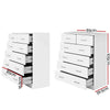 Artiss Tallboy Dresser Table 6 Chest of Drawers Cabinet Bedroom Storage White Deals499