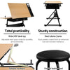 Artiss Tilt Drafting Table Stool Set - Natural & Black Deals499