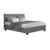 Artiss Vila Bed Frame Fabric Gas Lift Storage - Grey Double Deals499