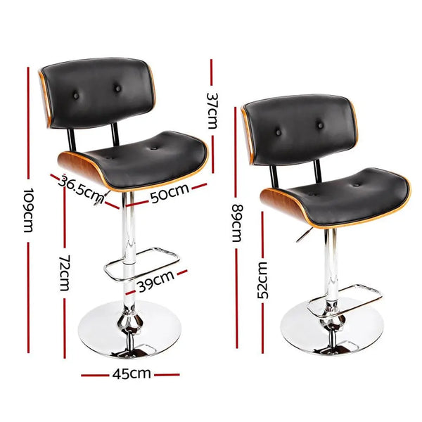 Artiss Wooden Gas Lift Bar Stool - Black and Chrome Deals499