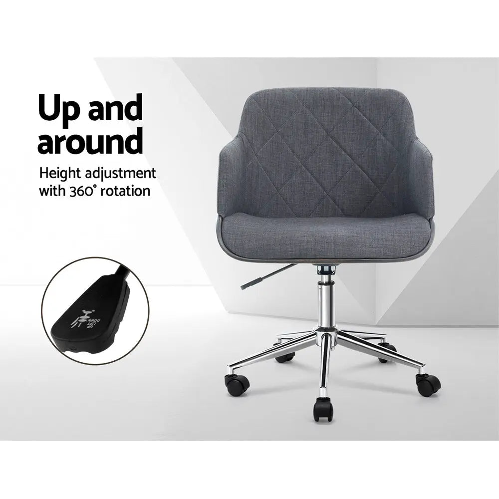 Artiss Wooden Office Chair Computer Gaming Chairs Executive Fabric Grey Deals499