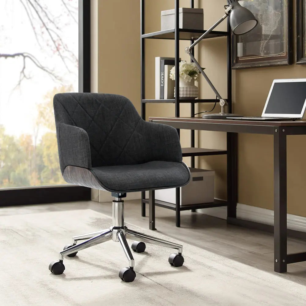 Artiss Wooden Office Chair Computer Gaming Chairs Executive Fabric Grey Deals499