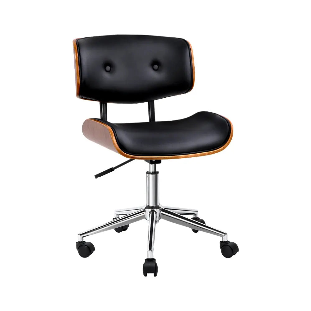 Artiss Wooden & PU Leather Office Desk Chair - Black Deals499
