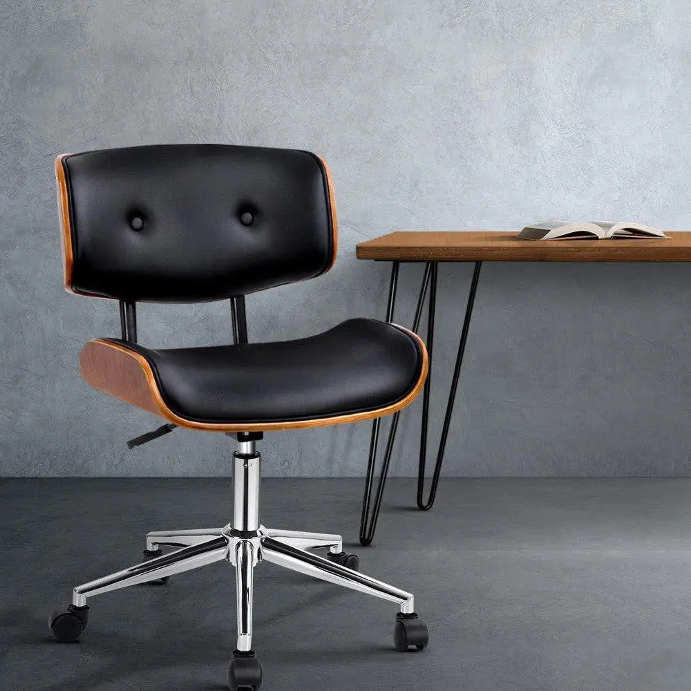 Artiss Wooden & PU Leather Office Desk Chair - Black Deals499