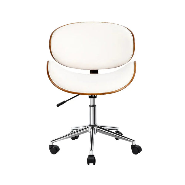 Artiss Wooden & PU Leather Office Desk Chair - White Deals499