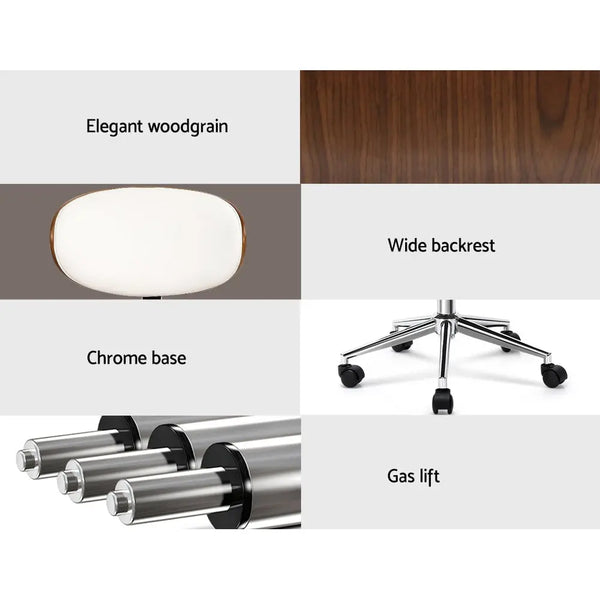 Artiss Wooden & PU Leather Office Desk Chair - White Deals499