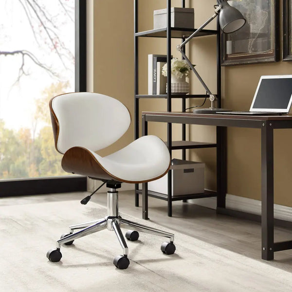 Artiss Wooden & PU Leather Office Desk Chair - White Deals499