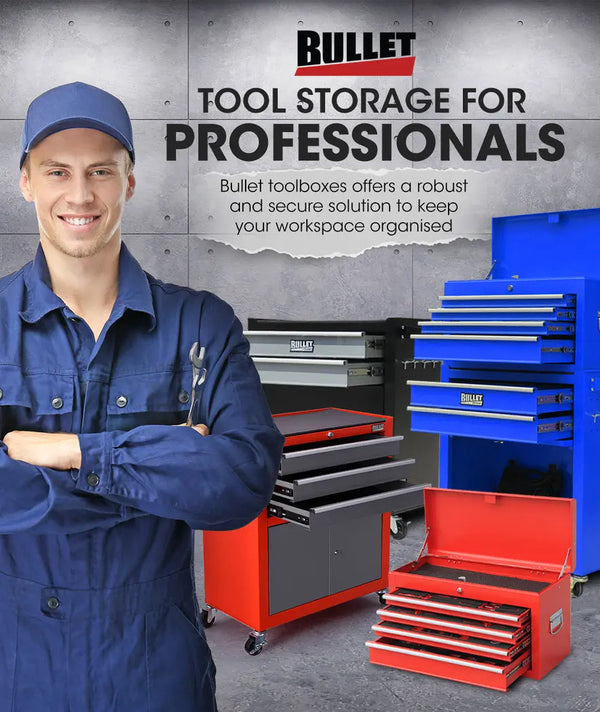 BULLET Tool Chest Cabinet Box Trolley Rolling Wheels Drawer Storage Steel Blue Deals499