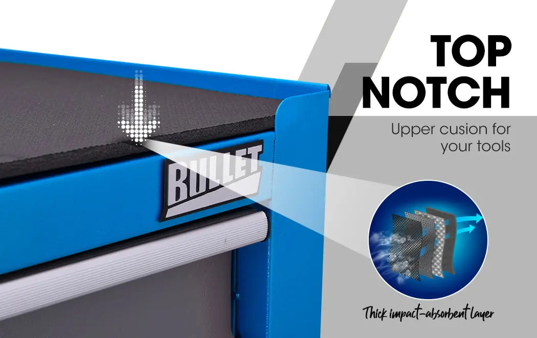 BULLET Tool Chest Cabinet Box Trolley Rolling Wheels Drawer Storage Steel Blue Deals499