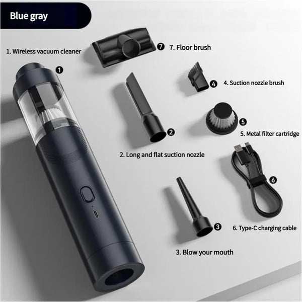 Blue Gray Cordless Handheld Vacuum Cleaner with Blower Function - Compact and Rechargeable 120W Power from Deals499 at Deals499