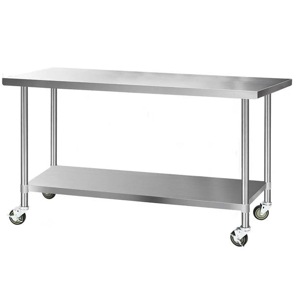 Cefito 1829 x 762mm Commercial Stainless Steel Kitchen Bench with 4pcs Castor Wheels Deals499