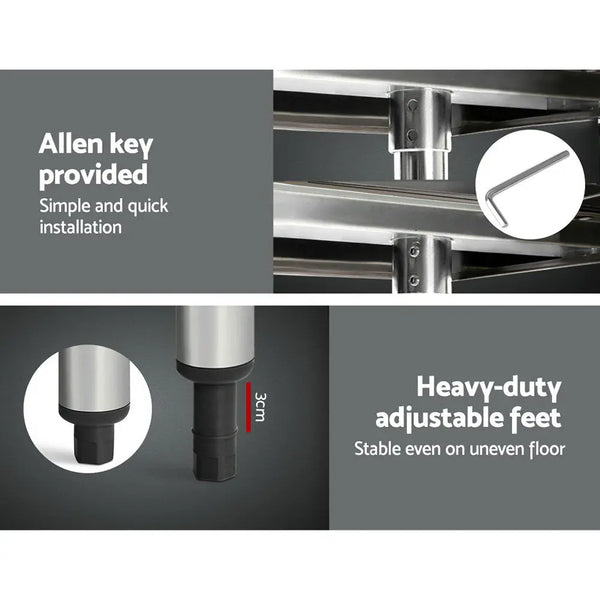 Cefito 1829 x 762mm Commercial Stainless Steel Kitchen Bench with 4pcs Castor Wheels Deals499