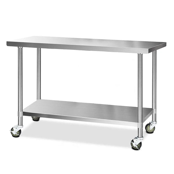 Cefito 304 Stainless Steel Kitchen Benches Work Bench Food Prep Table with Wheels 1524MM x 610MM Deals499
