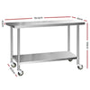 Cefito 304 Stainless Steel Kitchen Benches Work Bench Food Prep Table with Wheels 1524MM x 610MM Deals499