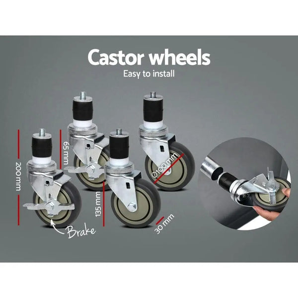 Cefito 304 Stainless Steel Kitchen Benches Work Bench Food Prep Table with Wheels 1524MM x 610MM Deals499