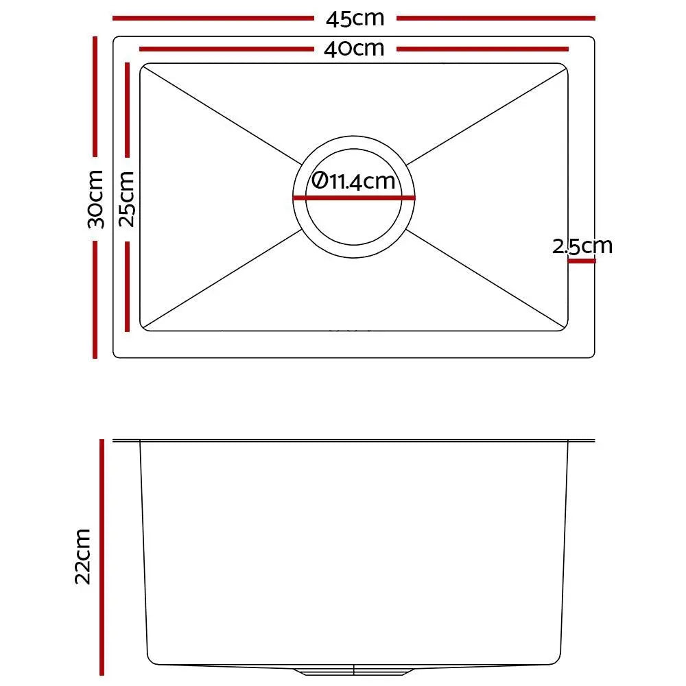 Cefito 30cm x 45cm Stainless Steel Kitchen Sink Under/Top/Flush Mount Silver Deals499