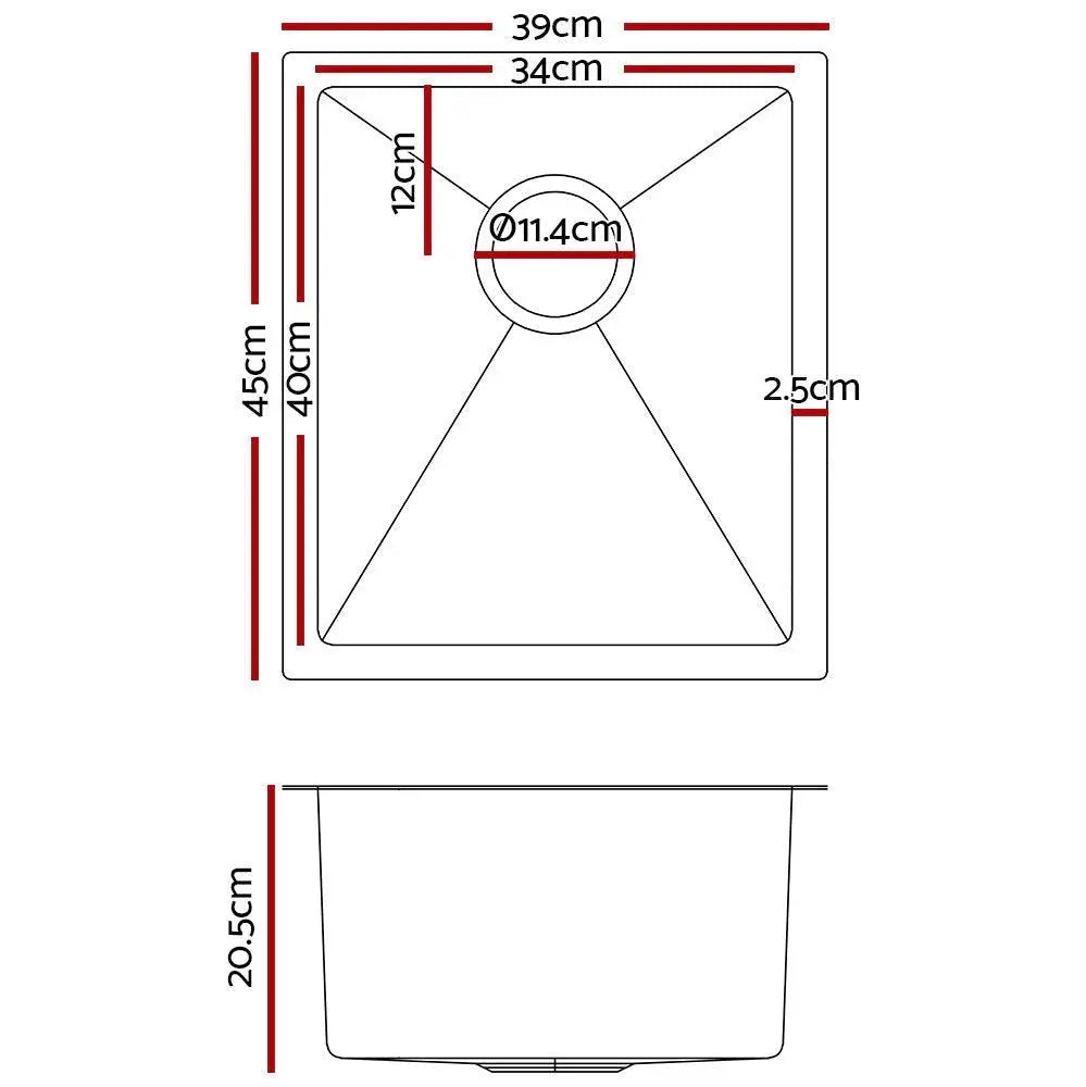 Cefito 39cm x 45cm Stainless Steel Kitchen Sink Under/Top/Flush Mount Silver Deals499