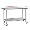 Cefito 430 Stainless Steel Kitchen Benches Work Bench Food Prep Table with Wheels 1524MM x 610MM Deals499