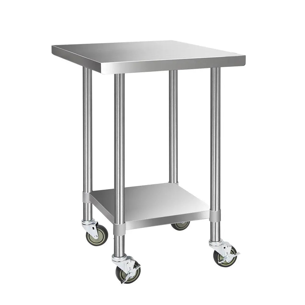 Cefito 762 x 762mm Commercial Stainless Steel Kitchen Bench with 4pcs Castor Wheels Deals499