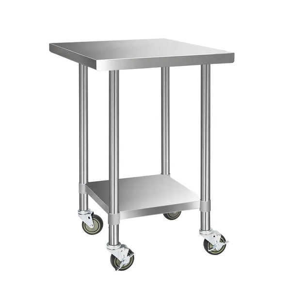 Cefito 762 x 762mm Commercial Stainless Steel Kitchen Bench with 4pcs Castor Wheels Deals499