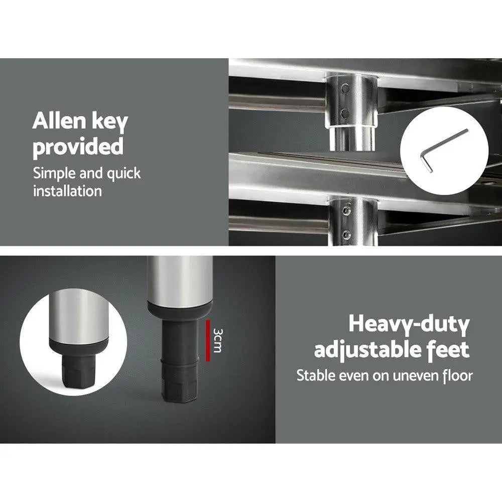 Cefito 762 x 762mm Commercial Stainless Steel Kitchen Bench with 4pcs Castor Wheels Deals499