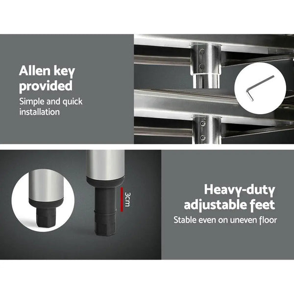 Cefito 762 x 762mm Commercial Stainless Steel Kitchen Bench with 4pcs Castor Wheels Deals499