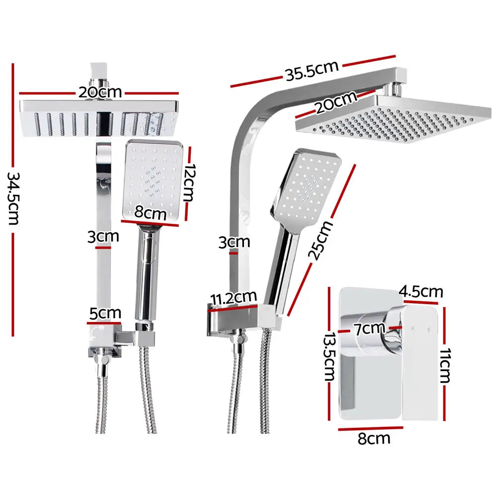 Cefito WELS 8'' Rain Shower Head Mixer Square Handheld High Pressure Wall Chrome Deals499