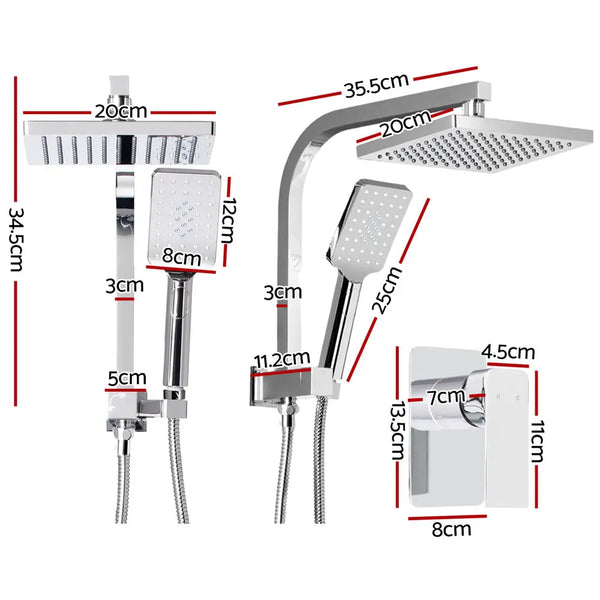 Cefito WELS 8'' Rain Shower Head Mixer Square Handheld High Pressure Wall Chrome Deals499
