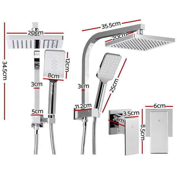 Cefito WELS 8'' Rain Shower Head Taps Square Handheld High Pressure Wall Chrome Deals499
