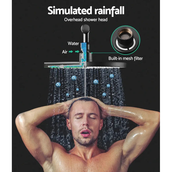 Cefito WELS 9'' Rain Shower Head Mixer Round Handheld High Pressure Wall Black Deals499