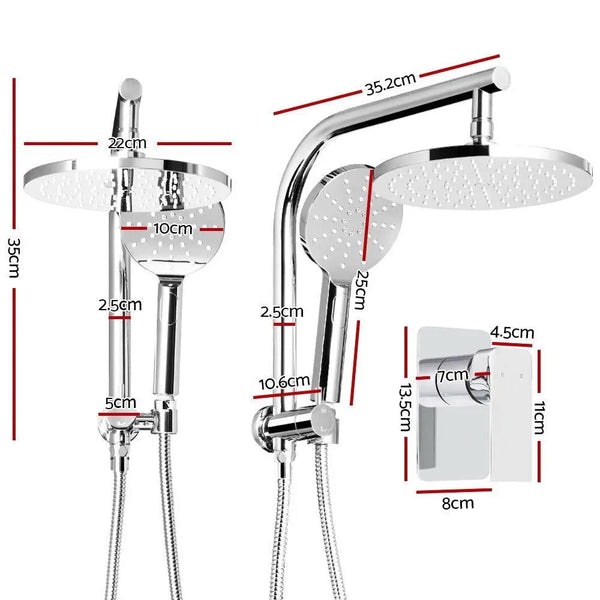 Cefito WELS 9'' Rain Shower Head Mixer Round Handheld High Pressure Wall Chrome Deals499