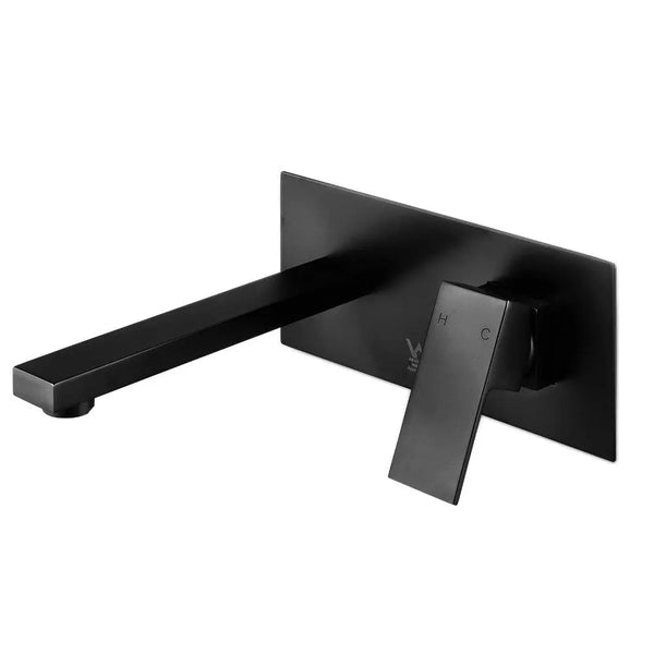 Cefito WELS Bathroom Tap Wall Square Black Basin Mixer Taps Vanity Brass Faucet Deals499