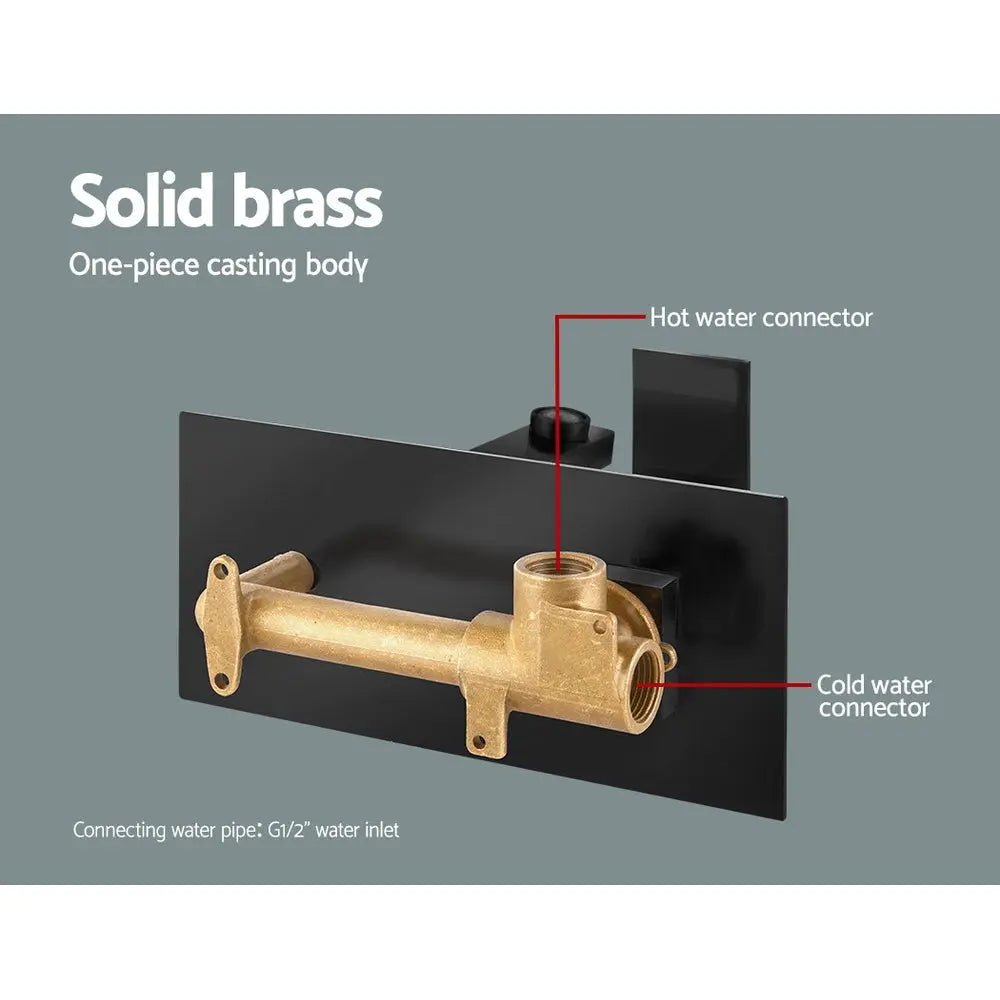 Cefito WELS Bathroom Tap Wall Square Black Basin Mixer Taps Vanity Brass Faucet Deals499