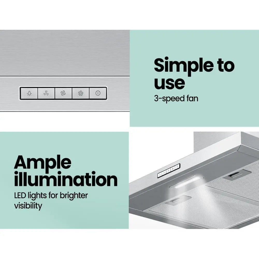 Comfee Rangehood 600mm 60cm Range Hood Stainless Steel Kitchen Canopy LED Light Deals499