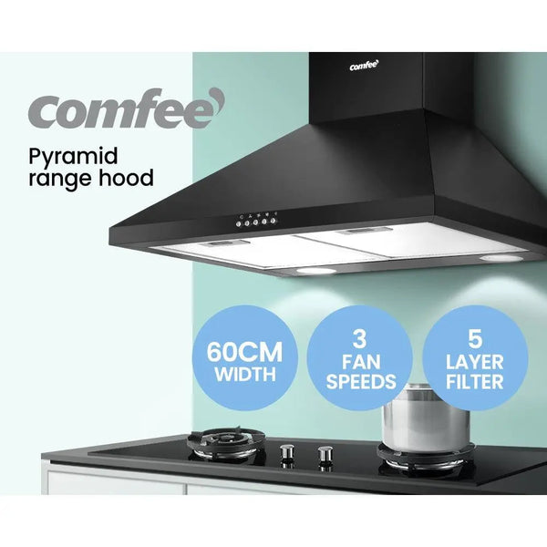 Comfee Rangehood 600mm Range Hood Home Kitchen Wall Mount Canopy 60cm Black Deals499
